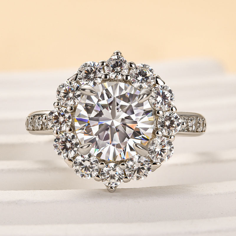 DSC-8349-1 S925 Maxine Moissanite 2.0 Ct Round Cut White Gold Engagement Ring For Women - Image 1