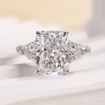 S925 Luxurious Radiant Cut & Heart Cut Three Stone Engagement Ring In Sterling Silver - Image 3