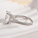 S925 Luxurious Radiant Cut & Heart Cut Three Stone Engagement Ring In Sterling Silver - Image 4