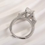 S925 Luxurious Radiant Cut & Heart Cut Three Stone Engagement Ring In Sterling Silver - Image 5