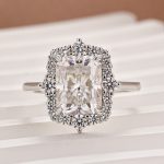 S925 Maxine Moissanite Vintage 3.0 Carat Halo Radiant Cut Engagement Ring In Sterling Silver - Image 11