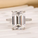 S925 10Ct Emerald Cut Engagement Ring With Hidden Halo In Sterling Silver - Image 3