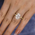S925 Sparkle Yellow Gold Oval Cut Engagement Ring In Sterling Silver - Image 4