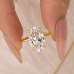 S925 5.0Ct Oval Cut Hidden Halo Engagement Ring Travel Ring In Sterling Silver