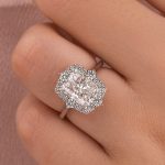 S925 Maxine Moissanite Vintage 3.0 Carat Halo Radiant Cut Engagement Ring In Sterling Silver - Image 8