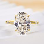 S925 Sparkle Yellow Gold Oval Cut Engagement Ring In Sterling Silver - Image 5