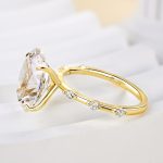 S925 Sparkle Yellow Gold Oval Cut Engagement Ring In Sterling Silver - Image 6