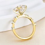 S925 Sparkle Yellow Gold Oval Cut Engagement Ring In Sterling Silver - Image 7