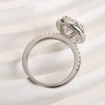 S925 Halo Oval Cut Simulated Diamond Engagement Ring - Image 4