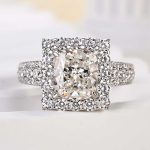 Noble Halo 2.5Ct Cushion Cut Engagement Ring In Sterling Silver - Image 3