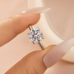 S925 Moissanite 3.0Ct Round Cut Engagement Ring Travel Ring In Sterling Silver