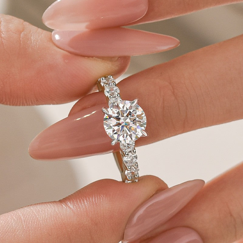 DSC-9096-2-1755062567 S925 Moissanite 2.0Ct Round White Gold Engagement Ring - Image 1