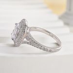 S925 Luxury Split Shank Double Halo Oval Cut Engagement Ring In Sterling Silver - Image 4