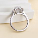S925 Luxury Split Shank Double Halo Oval Cut Engagement Ring In Sterling Silver - Image 5