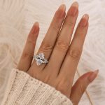 S925 4.0Ct Marquise Cut White Stone with Two Design Side Stone White Gold Engagement Ring In Sterling Sliver - Image 2