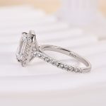 S925 Maxine Attractive Halo Emerald Cut Engagement Ring - Image 6