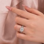 S925 Moissanite 2.0 Ct Halo Round Cut Twist White Gold Engagement Ring - Image 3
