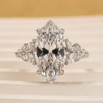 S925 4.0Ct Marquise Cut White Stone with Two Design Side Stone White Gold Engagement Ring In Sterling Sliver - Image 3