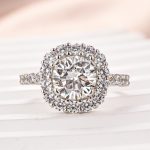 S925 Maxine Classic Moissanite 2.0 Carat Halo Round Cut Promise Ring - Image 6