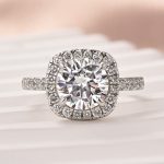 S925 Maxine Moissanite 2.0 Ct Halo Round Cut White Gold Promise Ring - Image 5