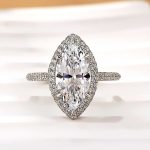 S925 Unique 3.0Ct Halo Marquise Cut Engagement Ring In Sterling Silver - Image 4