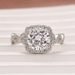 S925 Moissanite 2.0 Ct Halo Round Cut Twist White Gold Engagement Ring - Image 5