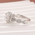 S925 Moissanite 2.0 Ct Halo Round Cut Twist White Gold Engagement Ring - Image 6