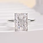 S925 Classic Yellow Gold Radiant Cut Simulated Diamond Engagement Ring For Women - Image 8