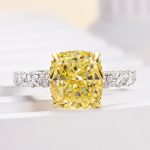 S925 Stunning Two-Tone Cushion Cut Yellow Sapphire Engagement Ring - Image 4