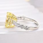 S925 Stunning Two-Tone Cushion Cut Yellow Sapphire Engagement Ring - Image 5