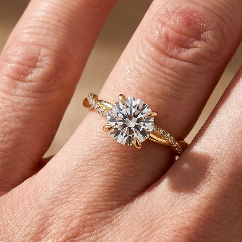 ER029YS S925 Twist 1.25 Carat/2.0 Carat Round Cut Promise Ring For Her In Sterling Silver - Image 1