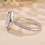 S925 Classic 2.2 Carat Simulated Diamond Pear Cut Halo Engagement Ring for Her - Image 8