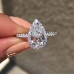 S925 Maxine Moissanite Halo 2.5Ct Carat Pear Cut Engagement Ring
