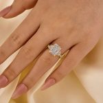 S925 4.5Ct Radiant Cut Three Stone Yellow Gold Promise Ring Engagement Ring In Sterling Silver - Image 2