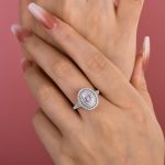 S925 Luxury Split Shank Double Halo Oval Cut Engagement Ring In Sterling Silver - Image 2
