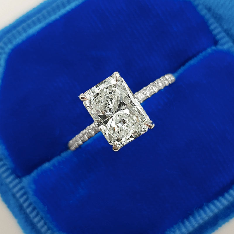 ER106PMSS-3 S925 Maxine Moissanite 1.0 Ct~3.5Ct Radiant Cut Engagement Ring in Sterling Silver - Image 1