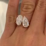 S925 Toi et Moi Oval Cut & Pear Cut Engagement Ring Travel Ring