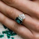 S925 Special Two Stones Design Emerald & Pear Cut Engagement Ring In Sterling Silver