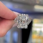 S925 Honorable Crushed Ice Radiant Cut Three Stone Engagement Ring In Sterling Silver