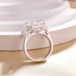 S925 Honorable Crushed Ice Radiant Cut Three Stone Engagement Ring In Sterling Silver - Image 5