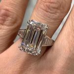 S925 Luxury Big Emerald Cut Engagement Ring In Sterling Silver