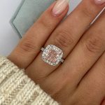 S925 Excellent Halo Radiant Cut Pink Stone Engagement Ring - Image 2