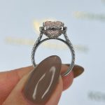 S925 Excellent Halo Radiant Cut Pink Stone Engagement Ring - Image 5