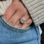 S925 Excellent Halo Radiant Cut Pink Stone Engagement Ring - Image 3
