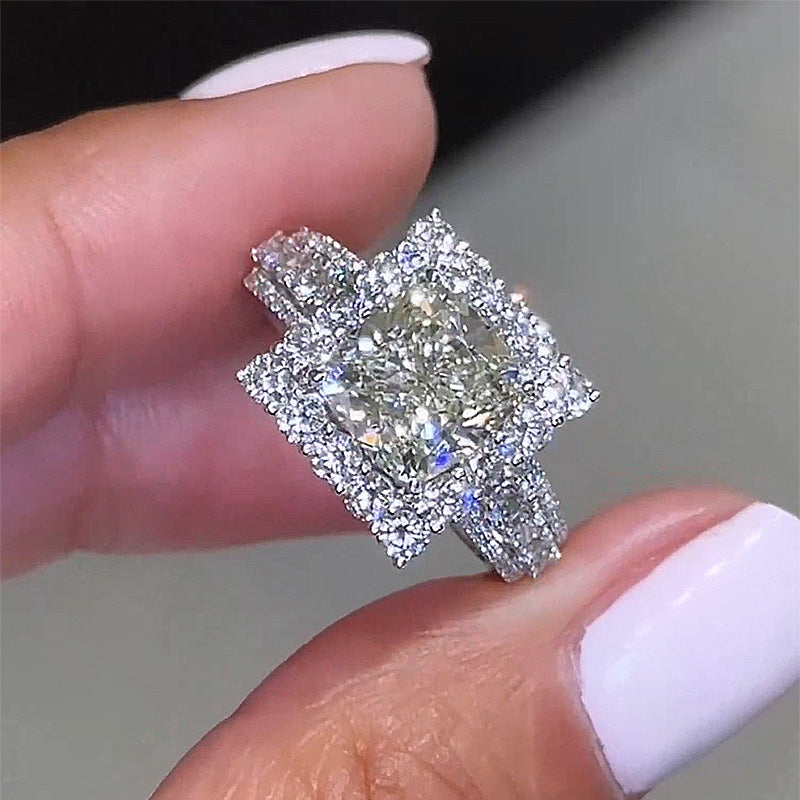 ER1141PS-1 Noble Halo 2.5Ct Cushion Cut Engagement Ring In Sterling Silver - Image 1