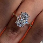 S925 Sparkle Yellow Gold Oval Cut Engagement Ring In Sterling Silver