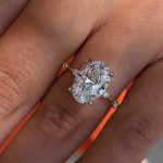 S925 Sparkle Yellow Gold Oval Cut Engagement Ring In Sterling Silver - Image 2