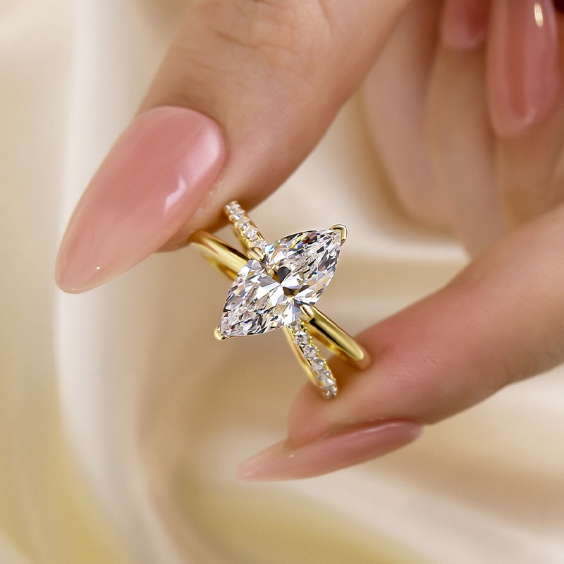 ER1172YS-5-1753251351 S925 3.0Ct Marquise Cut Split Shank Engagement Ring Travel Rings In Sterling Silver - Image 1