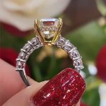 S925 Stunning Two-Tone Cushion Cut Yellow Sapphire Engagement Ring - Image 3