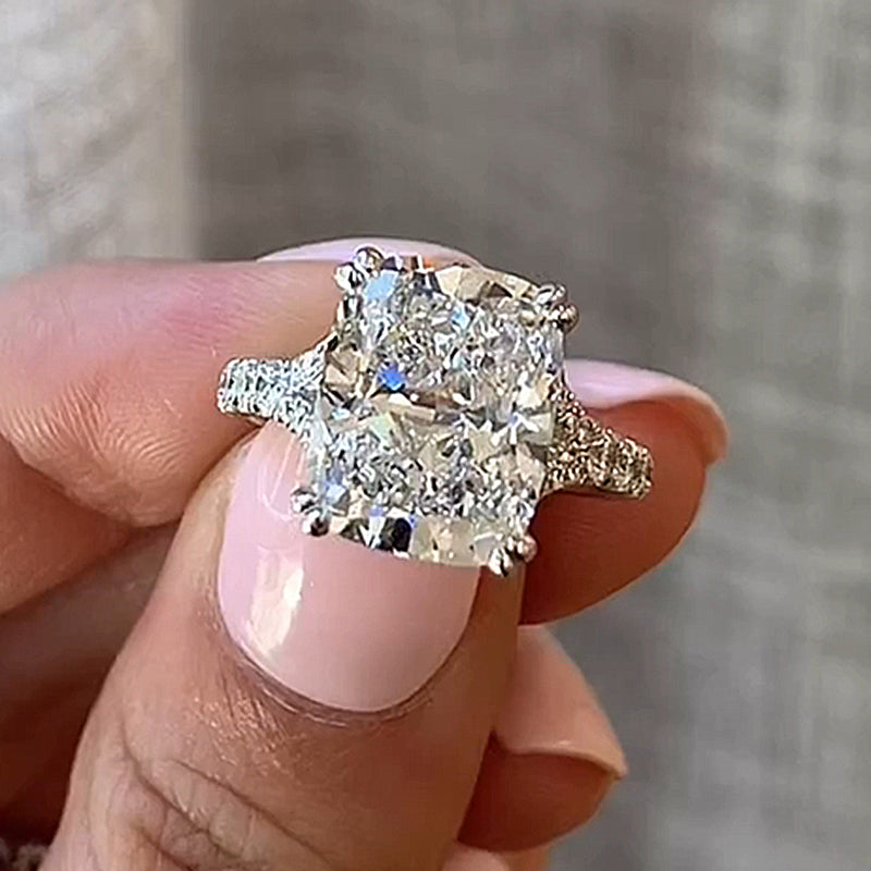 ER1210PS-1 S925 Outstanding Split Shank Cushion Cut Engagement Ring - Image 1